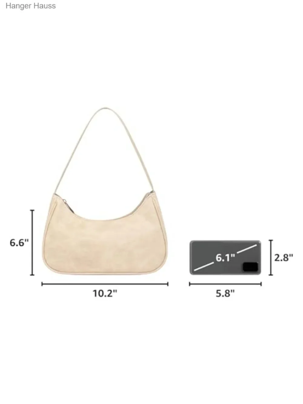 Vegan Leather Hobo Sling Tote Handbag with Zipper Closure